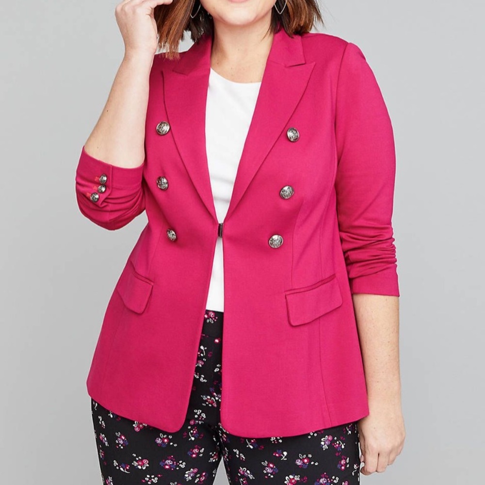 Lane Bryant Hot Pink Double-Breasted Blazer